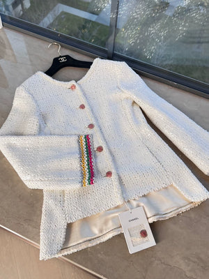 Chanel 22S White tweed Sequined Backless Jacket