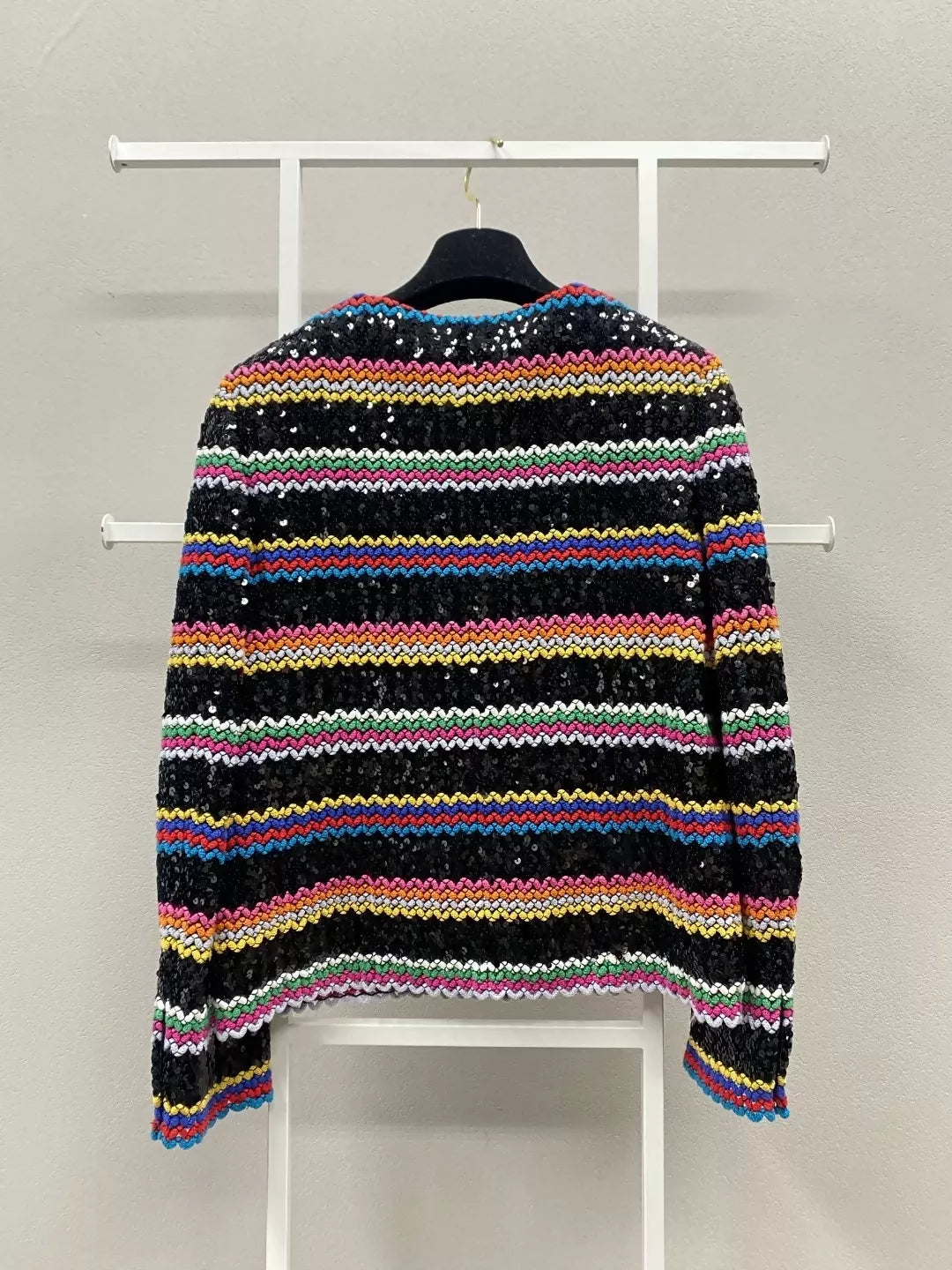 Chanel 22S colorful striped woven sequined jacket