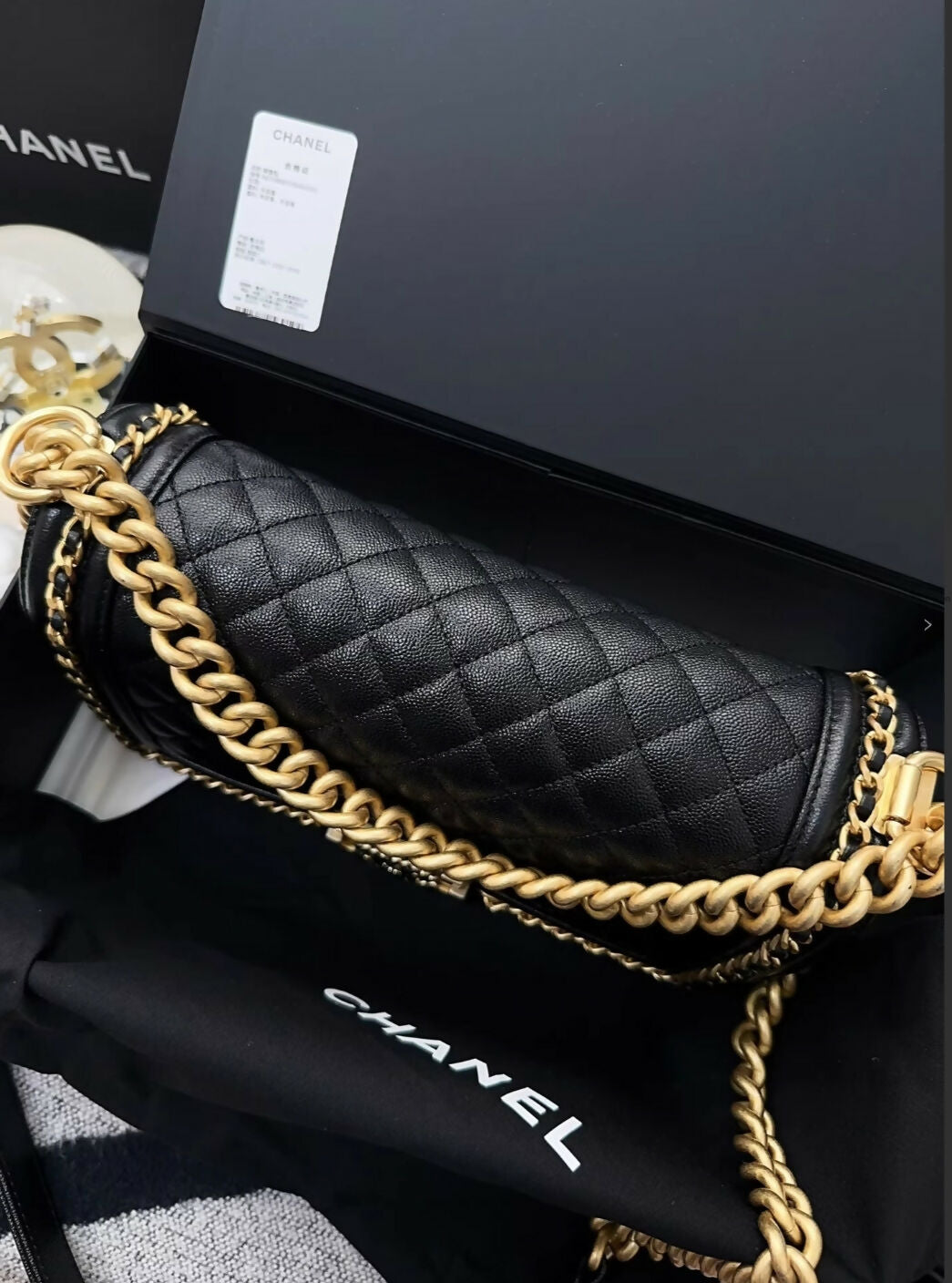 Chanel 23p limited edition Black leather and gold hardware & chain