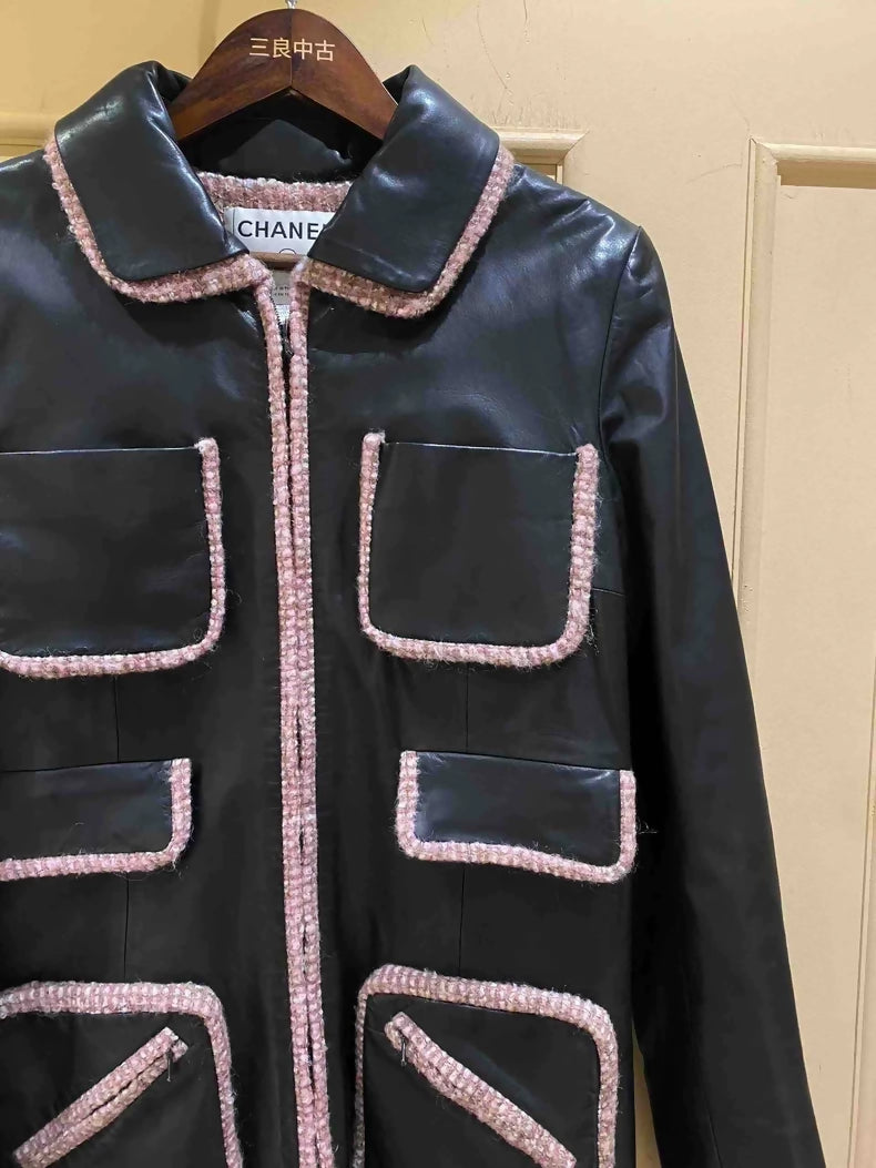 Chanel 03A Black and Pink Leather Jacket