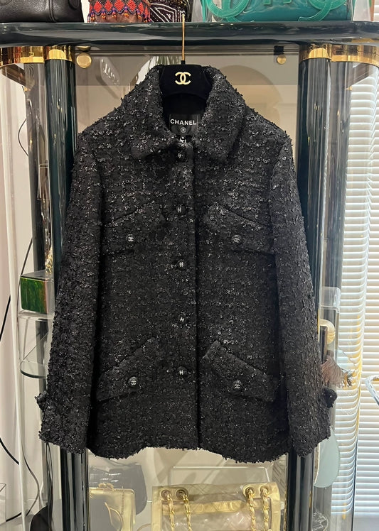 Chanel 22k black tweed jacket