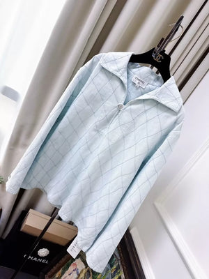 Chanel 26M light blue quilted denim top