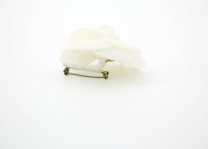 Chanel Vintage 81-85 Silk White Camellia Brooch