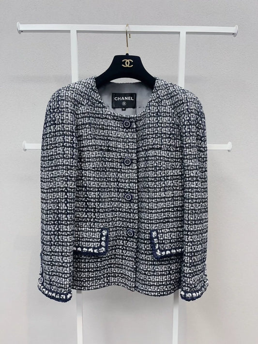 Chanel 19 blue gray tweed Jacket