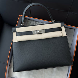 Hermès Kelly 28 Noir Epsom Leather with Palladium Hardware