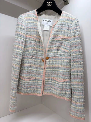 Chanel 05P Pink Green tweed Jacket