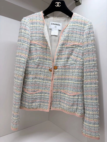 Chanel 05P Pink Green tweed Jacket