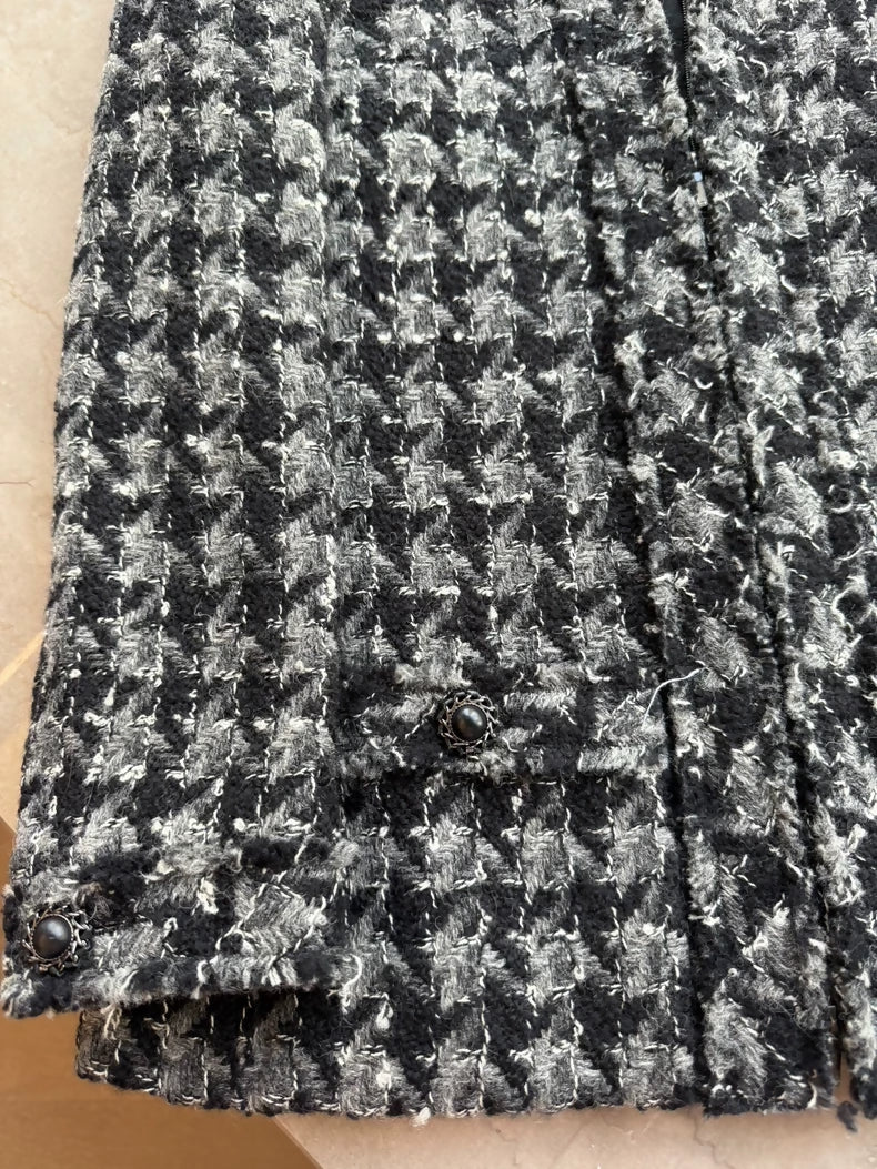 Chanel houndstooth grey coat