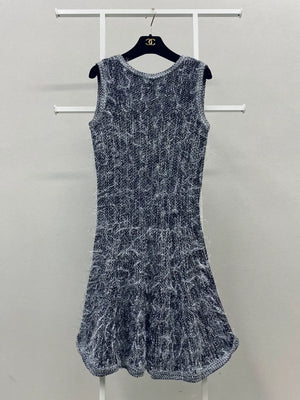 Chanel 19P Egyptian Tweed Silver Thread Thread Tassel Dress