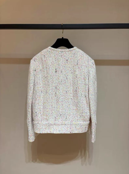 Chanel 25P pink & multicolour Sequined Tweed Jacket