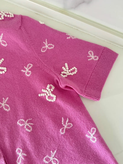 Chanel 24P Pink Bow Knit Dress