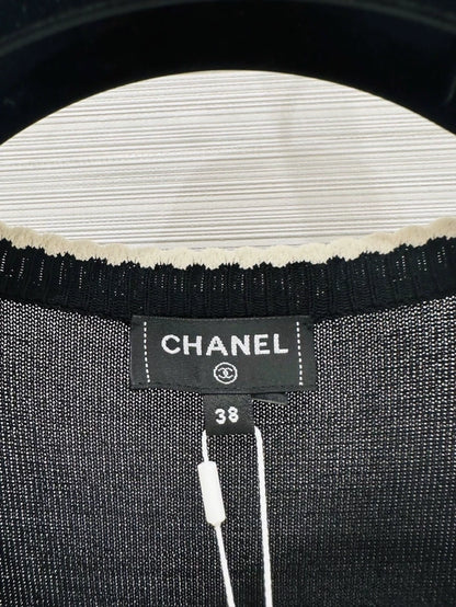 Chanel 24B black knit cardigan w