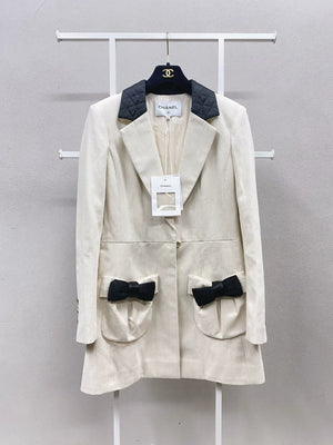 Chanel 21S off-white and black denim jacket