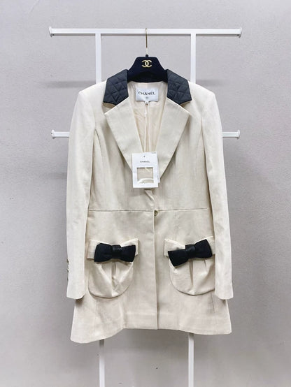 Chanel 21S off-white and black denim jacket