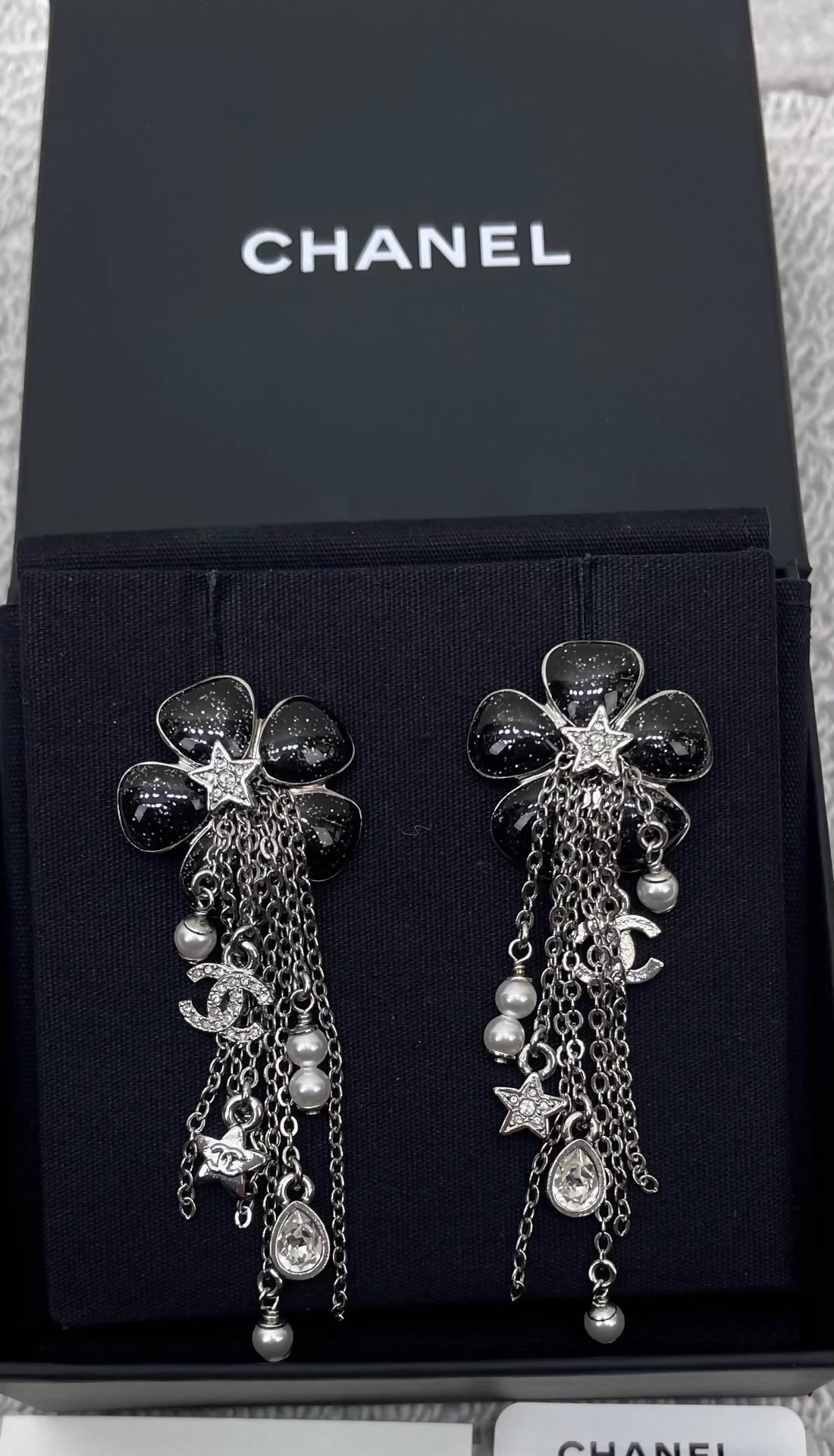 Chanel 26C Pearl and Crystal Tassel Earrings