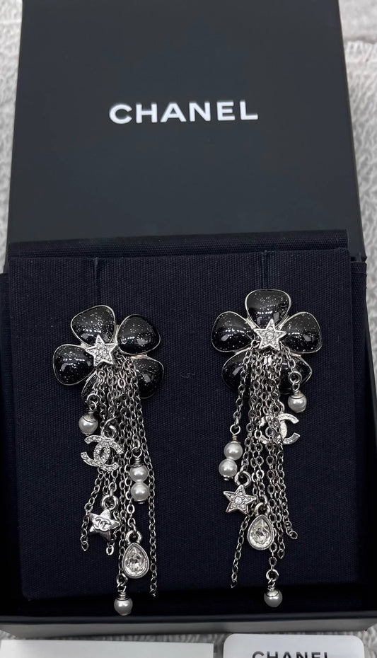 Chanel 26C Pearl and Crystal Tassel Earrings