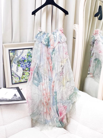 Chanel 13C strapless colourful lace and silk dress