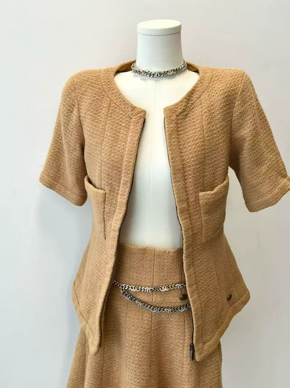 Chanel Supermarket Collection 14B, mustard yellow jacket & skirt