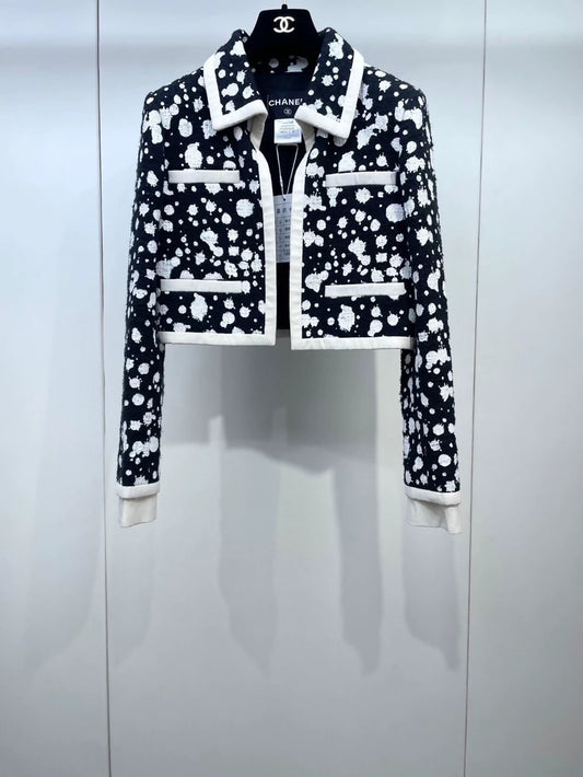 Chanel 2015 black and white polka dots jacket