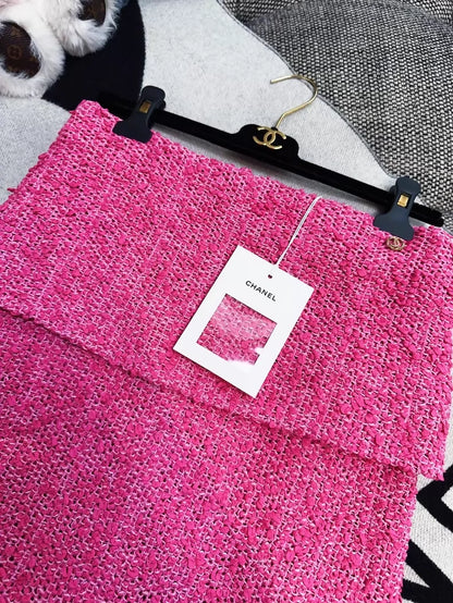 Chanel 21C Fuchsia Tweed Mini Skirt