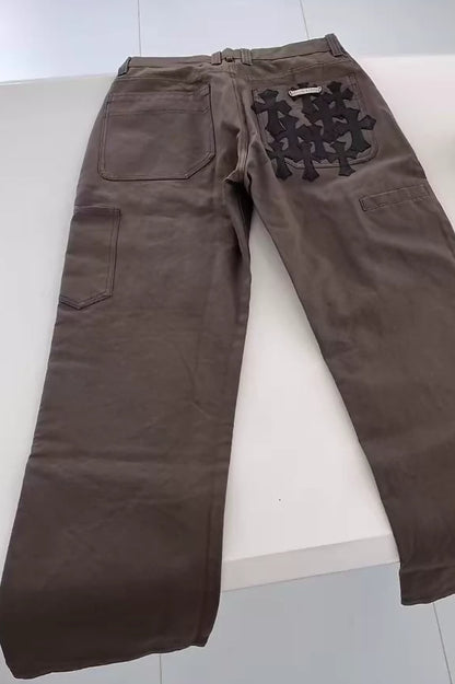 Chrome heart brown cargo pants with cross pattern