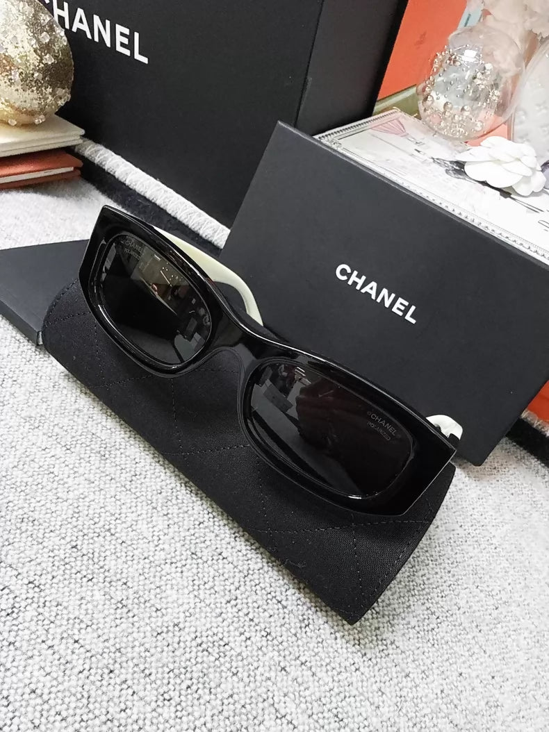 Chanel black and white double C sunglasses