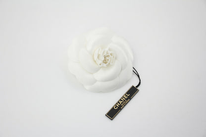 Chanel Vintage 81-85 White Silk Camellia Brooch