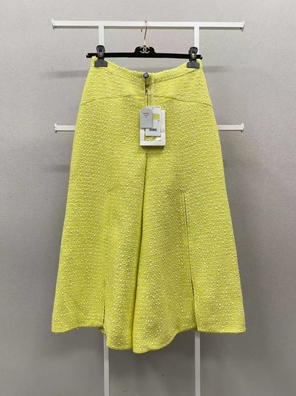 Chanel 19S Pale yellow wide-leg pants