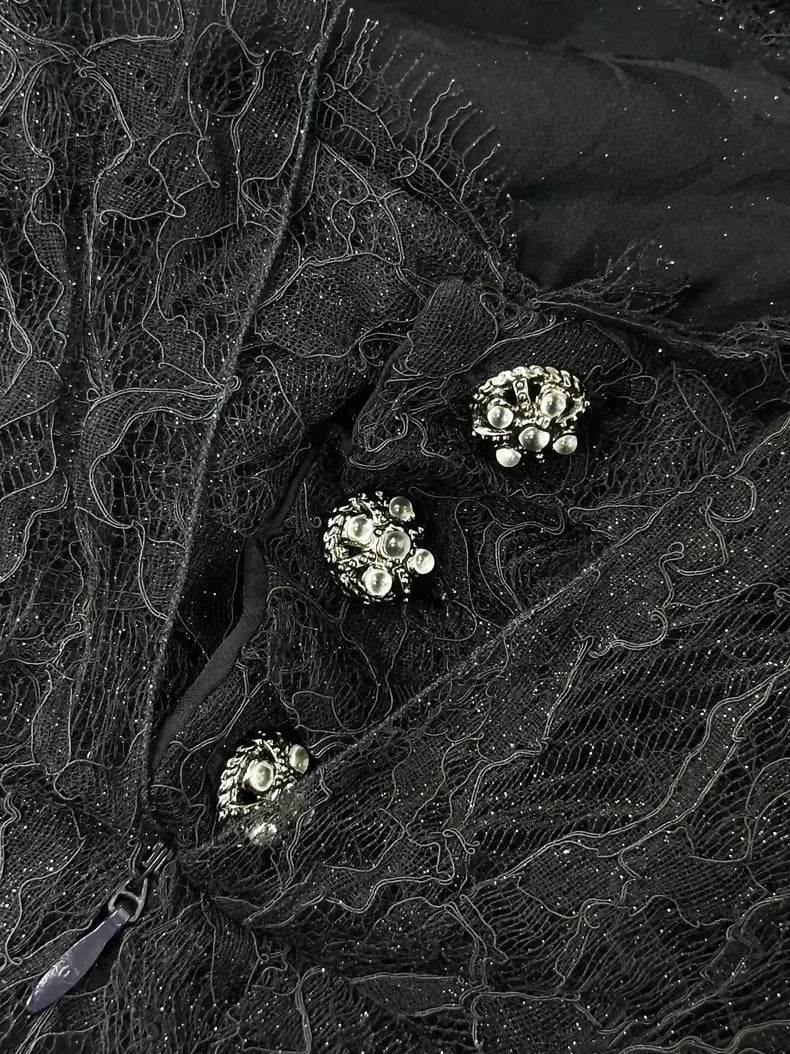 Chanel black lace dress
