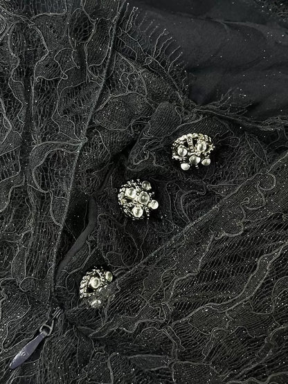 Chanel black lace dress