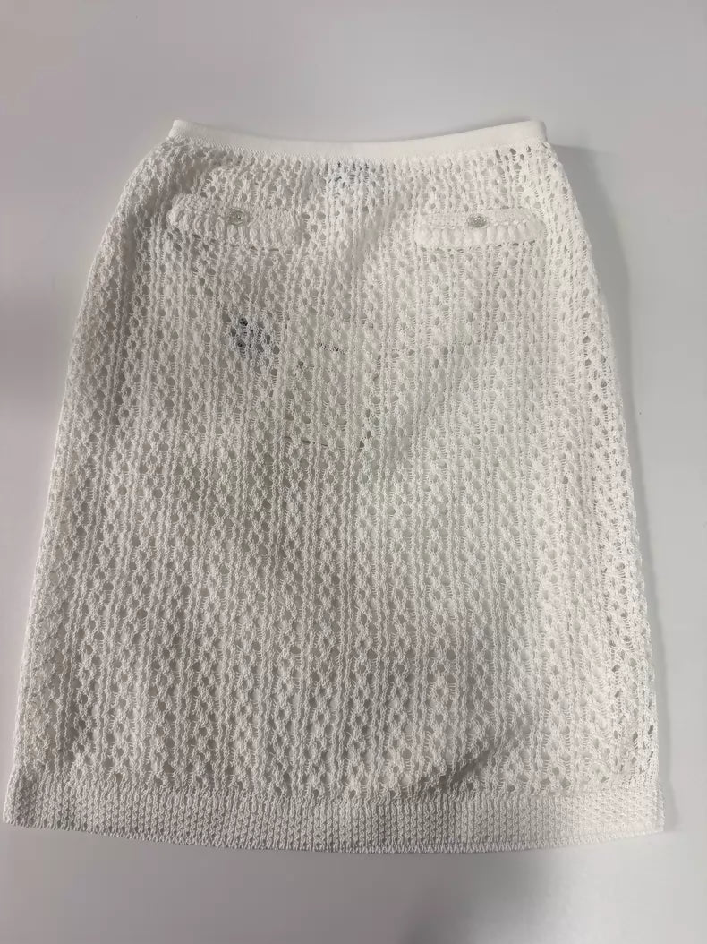 Chanel 26C white knit top and skirt  Set