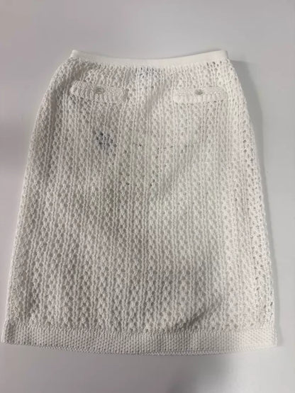 Chanel 26C white knit top and skirt  Set
