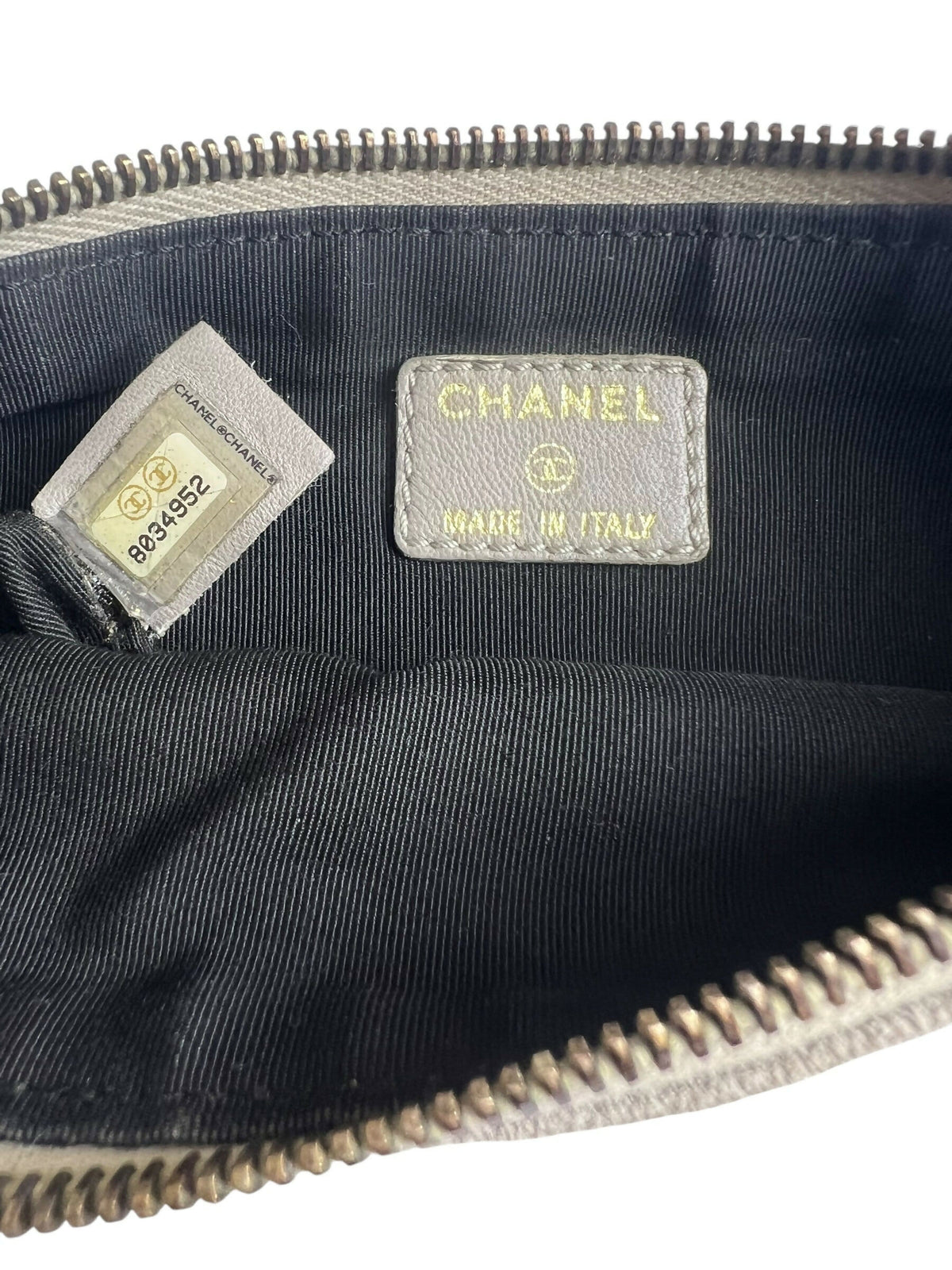 CHANEL TAUPE SUEDE LEATHER CAMELLIA BRACELET WRIST CLUTCH BAG