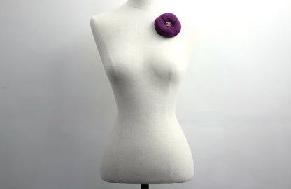 Chanel Vintage 81-85 Tweed Purple Large Camellia Brooch