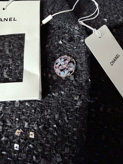 Chanel 24S Black Sequined tweed Jacket