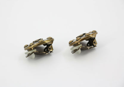 Chanel Vintage 97A Metal Bronze Round Clip-on Earrings