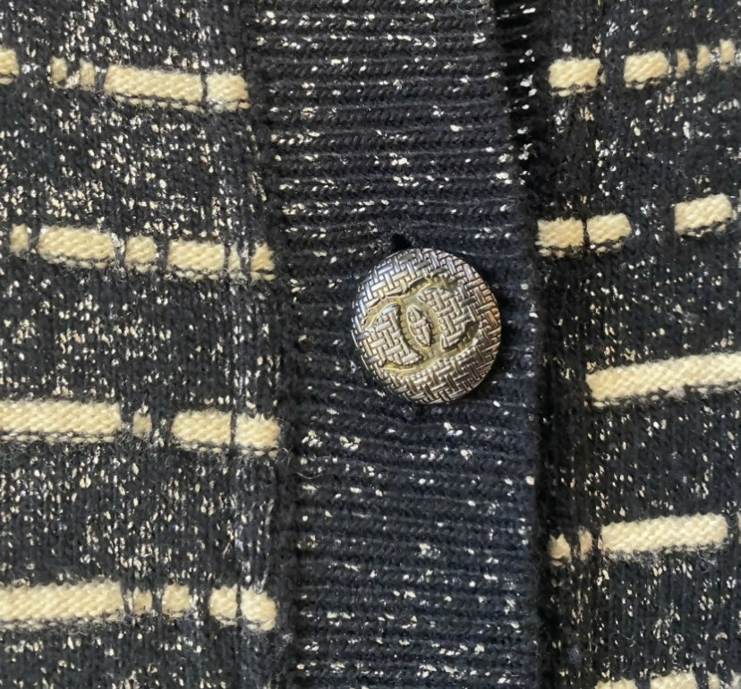 Chanel 10A Iceberg Collection Striped Metallic Long Cardigan FR 34