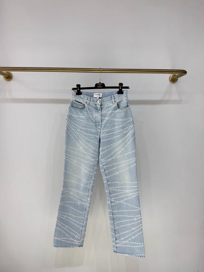 Chanel 25P straight leg pearl double C jeans