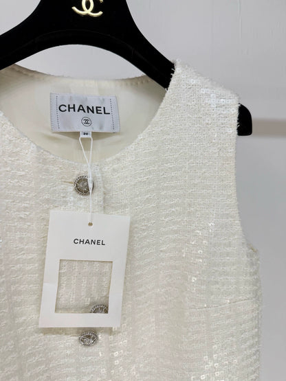 Chanel 25S ecru sequined vest jacket
