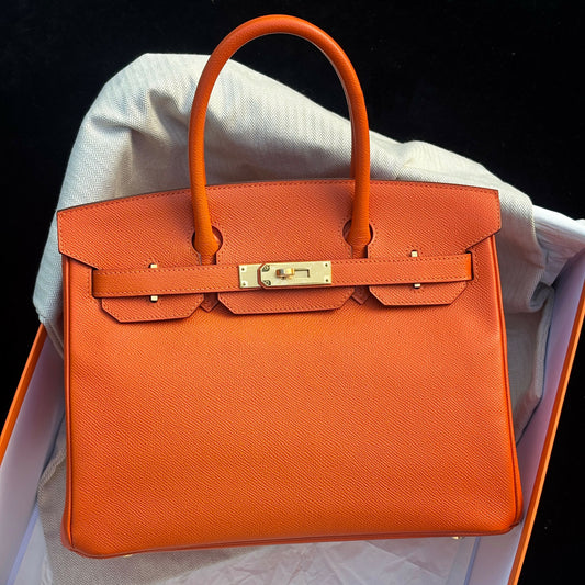 Hermès Birkin 30 9J Feu Epsom with Gold Hardware T Stamp