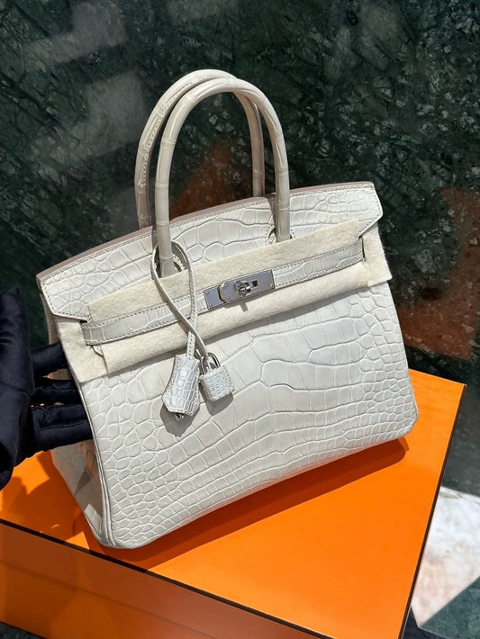 Hermes Birkin 30 8L Béton matte alligator palladium hardware