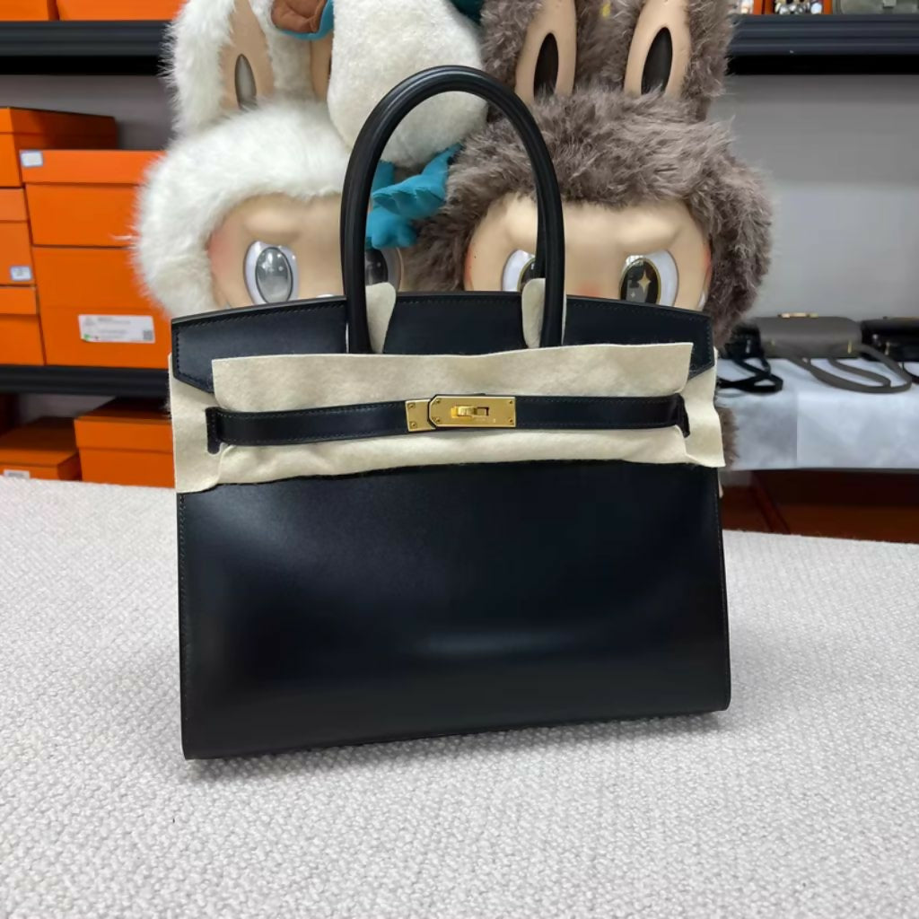 Hermès Birkin 30 Black Box Leather Gold Hardware - Wararni