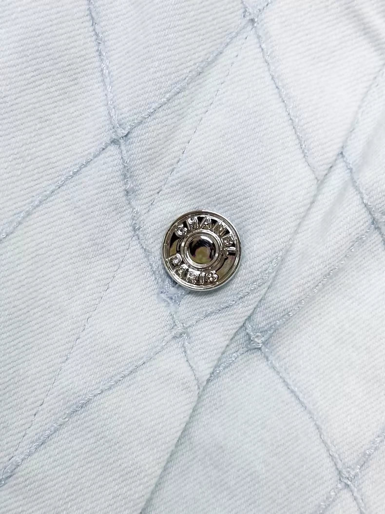 Chanel 26M light blue quilted denim dress