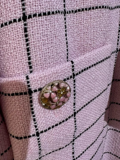 Chanel 24s pink plaid belted coat
