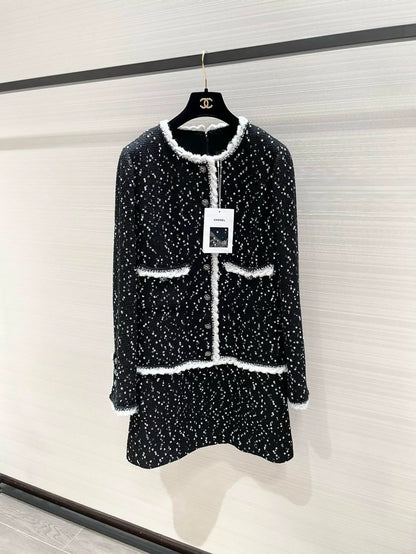 Chanel 23K black tweee sequined dress