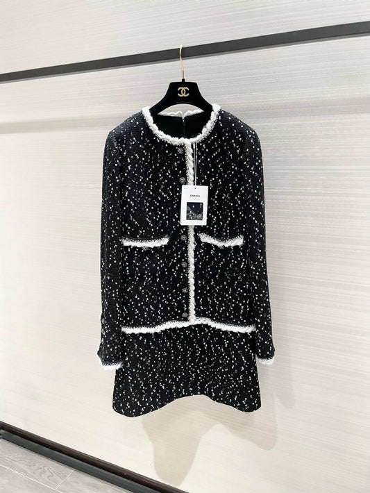 Chanel 23K black tweee sequined dress