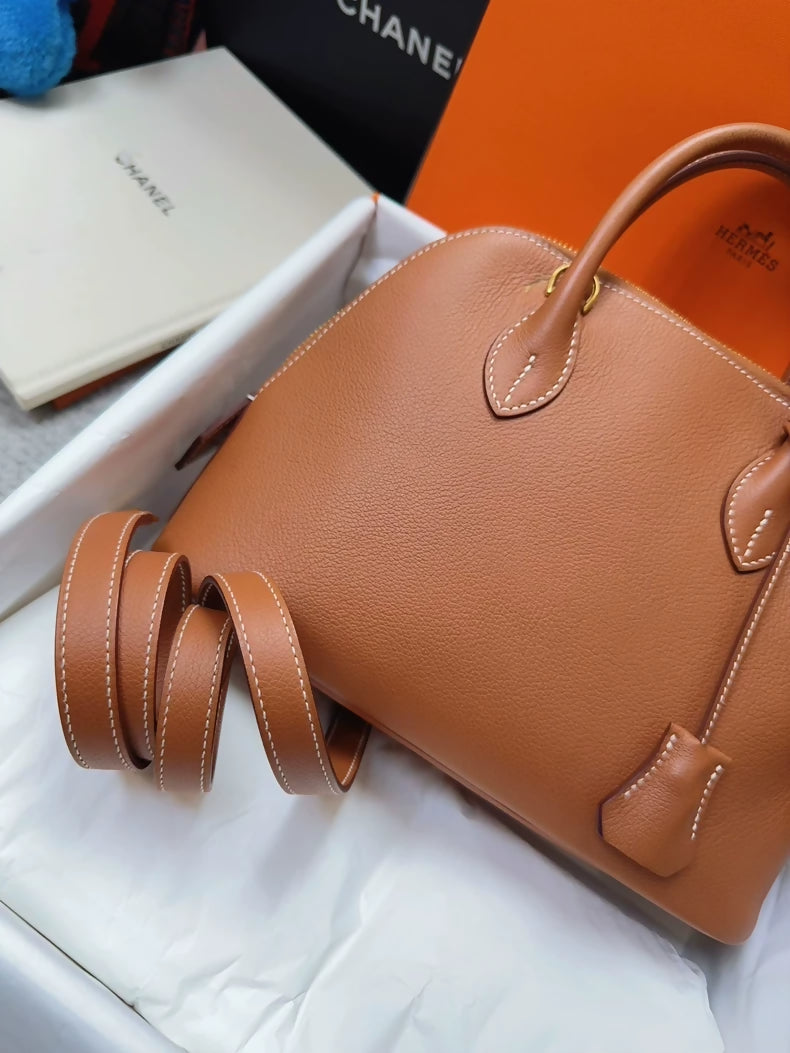 Hermes Bolide 25 Gold Brown Evercolor Leather Gold Hardware