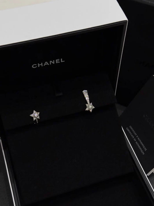 Chanel Comet 18K Gold/White Gold Full Diamond Earrings,