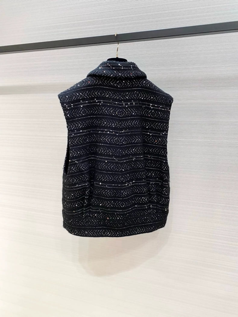 Chanel 23A Black Tweed Vest
