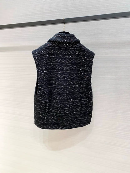 Chanel 23A Black Tweed Vest